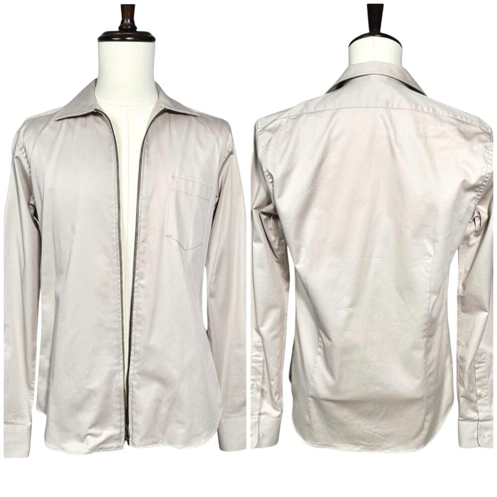 John Henric | Men | Beige Zip Up Safari Over-Shirt Jacket | Size EU 39 Medium